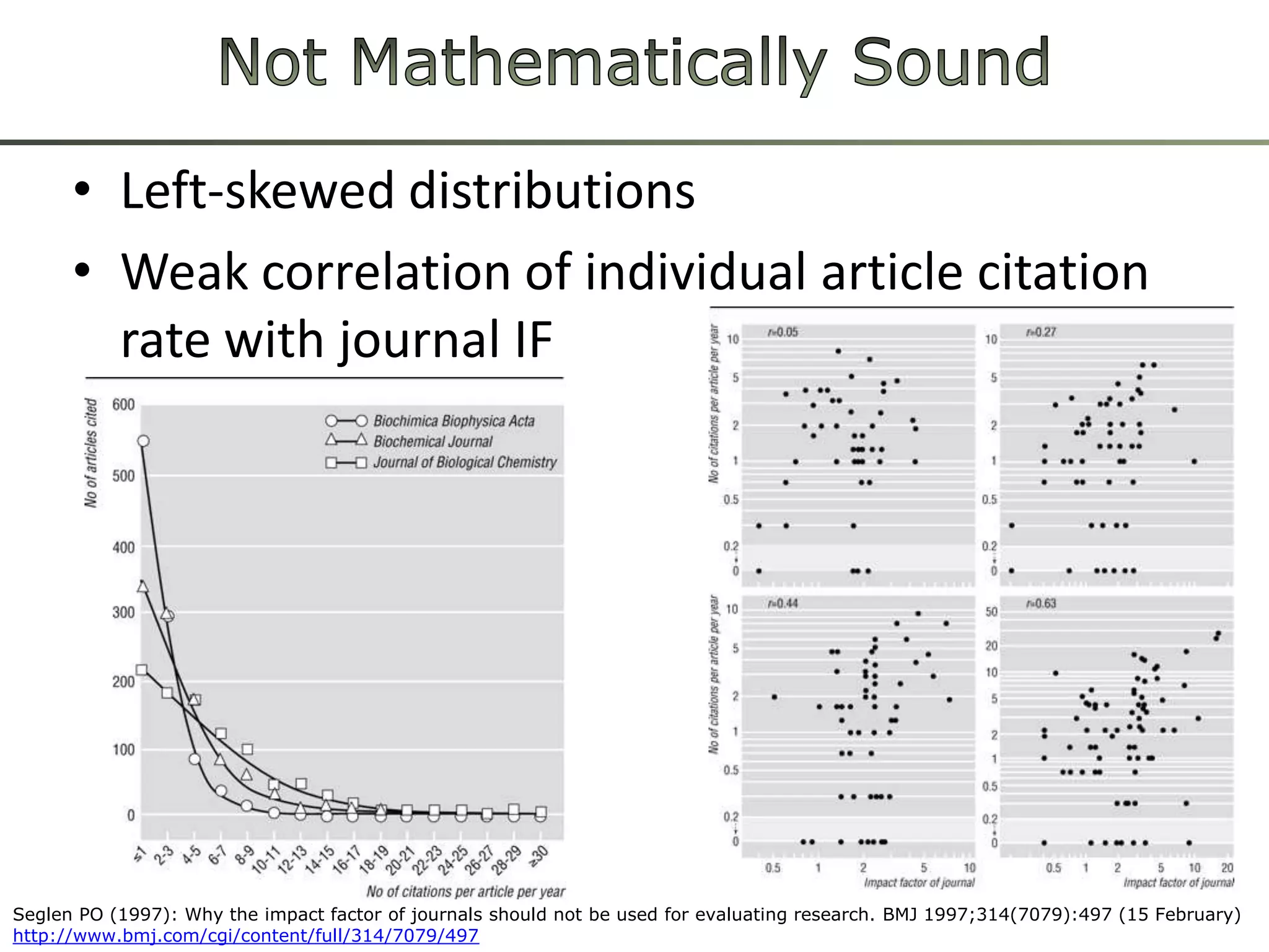 The Impact FactorJournal X IF 2010=All citationsfromTR indexedjournalsin 2010 topapers in journal XNumberofcitablearticlespublished in journal X in 2008/9€30,000-130,000/yearsubscriptionratesCovers ~11,500 journals (Scopuscovers ~16,500)
