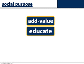 social purpose

add-value

educate

Thursday, January 30, 2014

 
