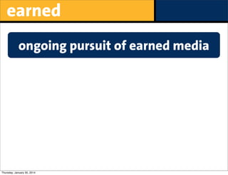 earned
ongoing pursuit of earned media

Thursday, January 30, 2014

 