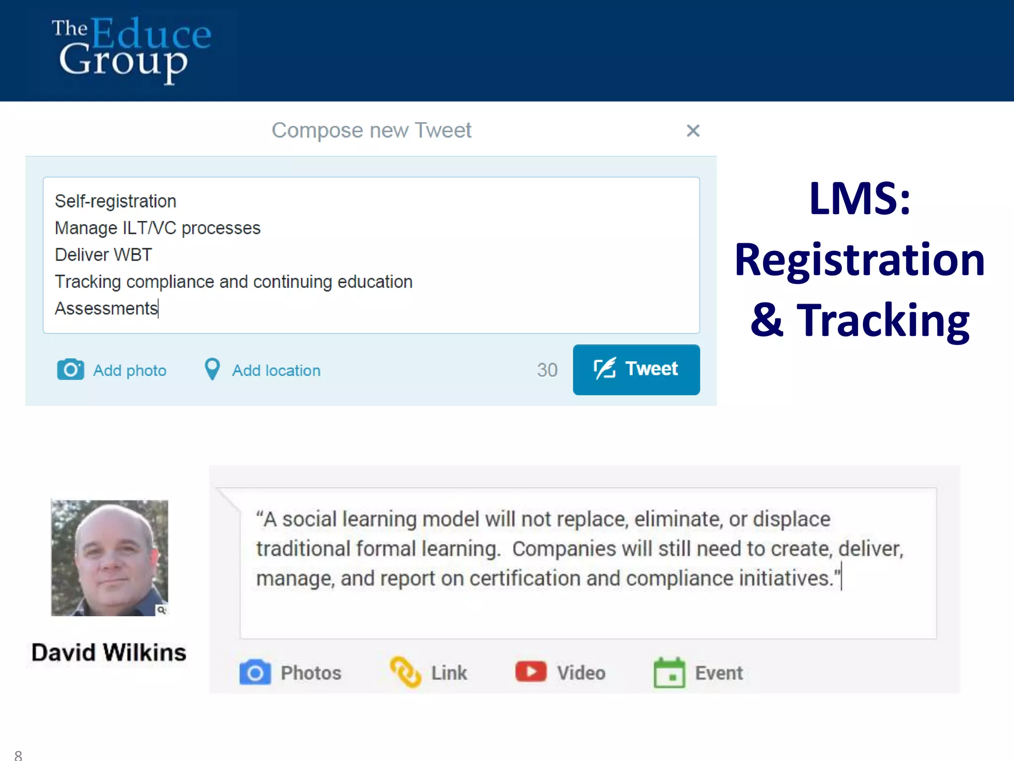LMS: 
Registration 
& Tracking 
8 
 