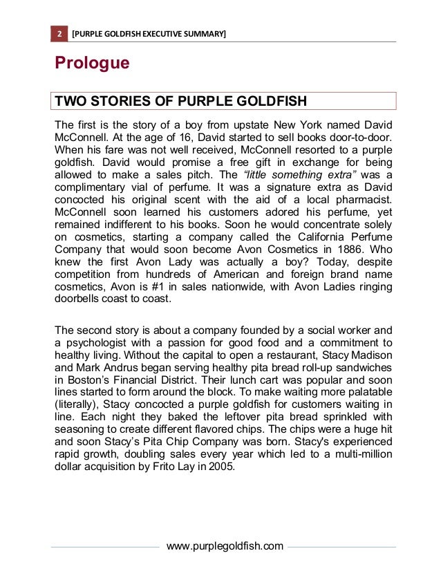purple goldfish executive summary what is a executive summary