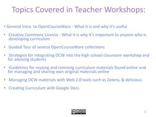 Organizes ~70 introductory courses