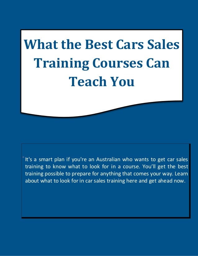 What the Best Cars Sales Training Courses Can Teach You