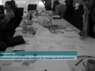 Imagineering
Complexity-inspired	design	approach	for	change	and	transformation.
 