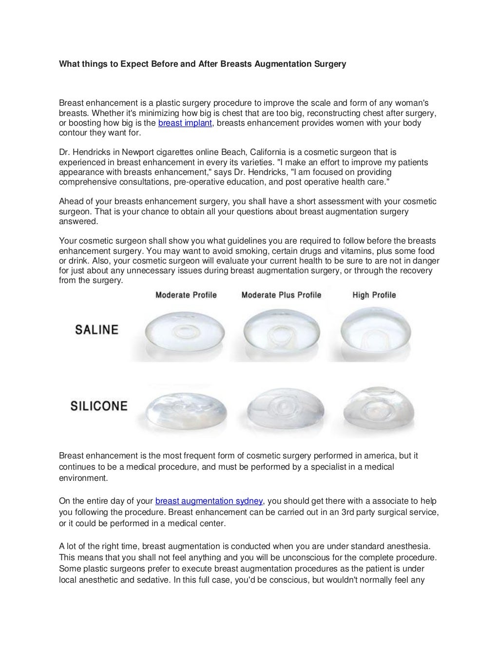 What things to expect before and after breasts augmentation surgery