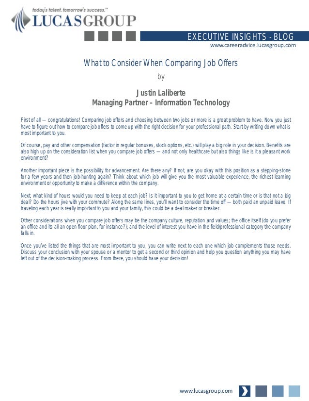 comparing job offers