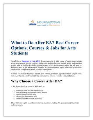 Higher Studies After BA: Best Courses for Career Growth | PDF