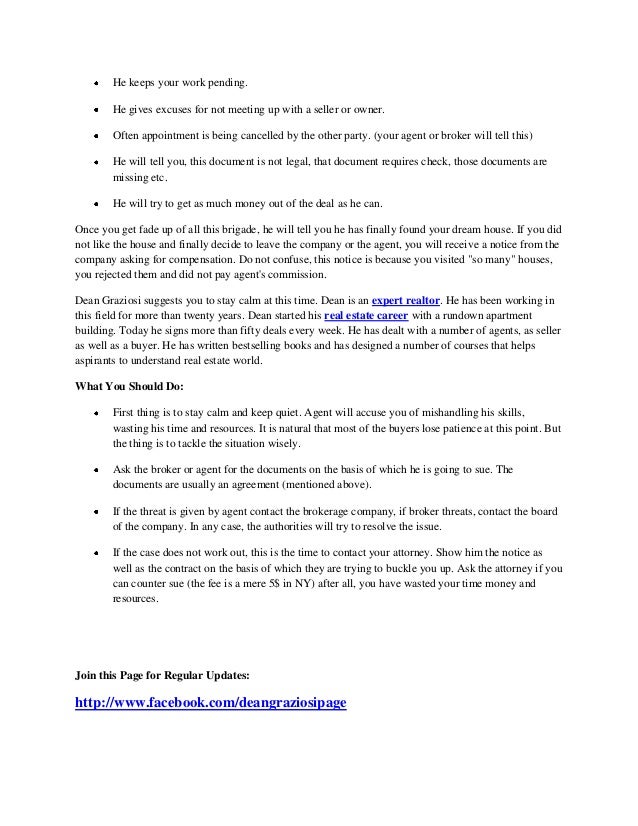 What to do if Real Estate Agent Sue You Dean Graziosi Provides Helpful
