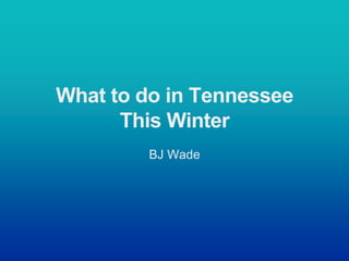 What to do in Tennessee 
This Winter 
BJ Wade 
 