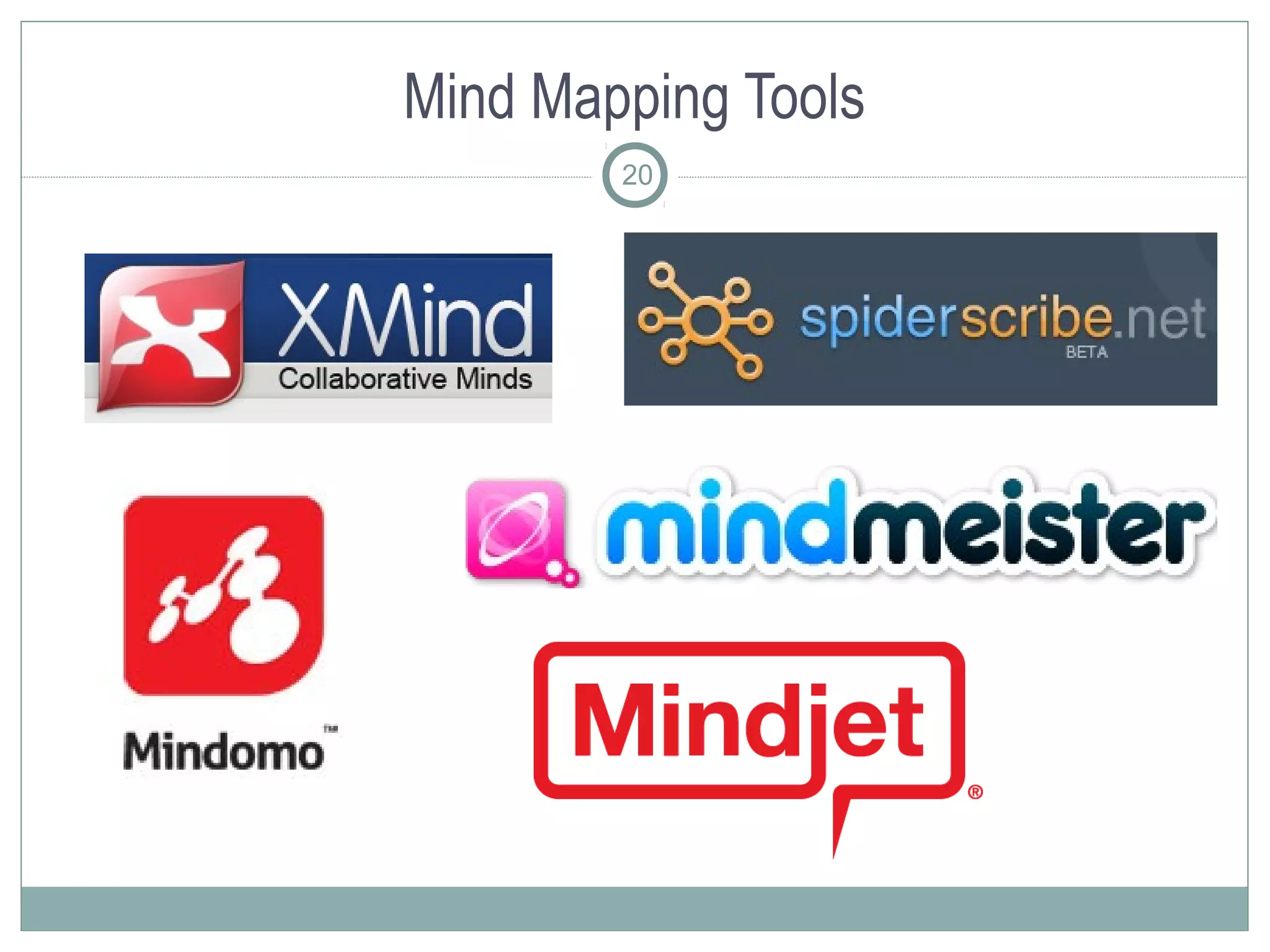 Mind Mapping Tools
        20
 