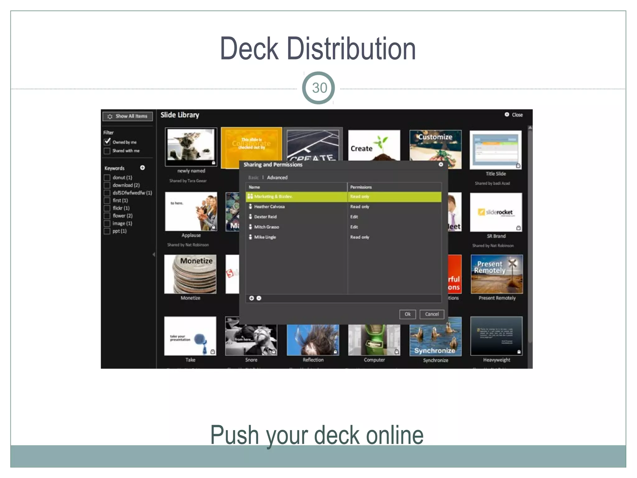 Deck Distribution
          30




Push your deck online
 