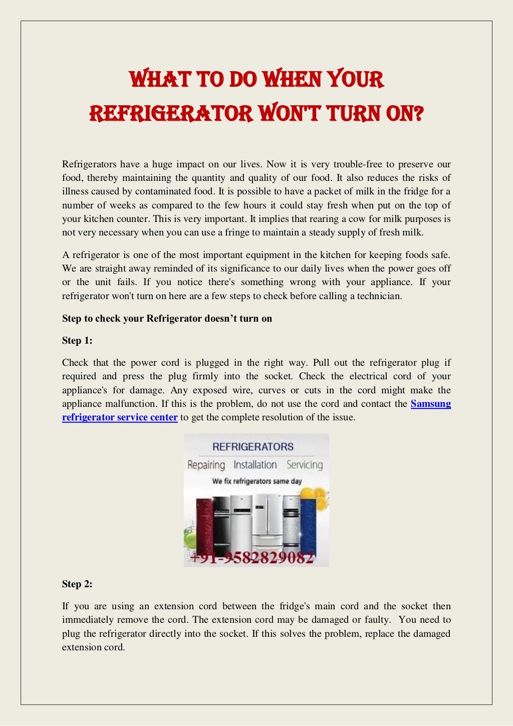 What To Do When Your Refrigerator Won't Turn On?