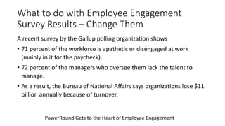What to do with Employee Engagement
Survey Results – Change Them
A recent survey by the Gallup polling organization shows
...
