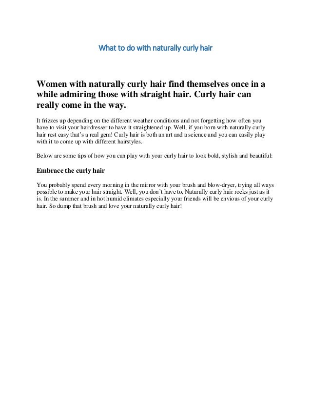 What To Do With Naturally Curly Hair