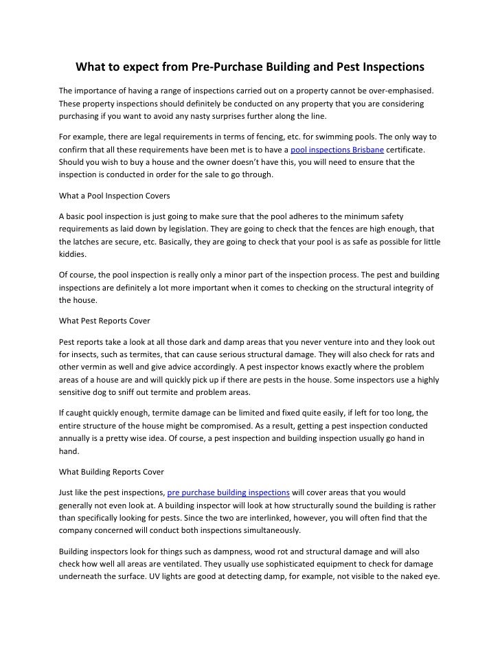 What To Expect From Pre Purchase Building And Pest Inspections