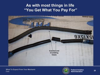 Federal Aviation
Administration
25
What To Expect From Your Mechanic
Date
As with most things in life
“You Get What You Pay For”
Cracked and
Crumbling
hoses
 