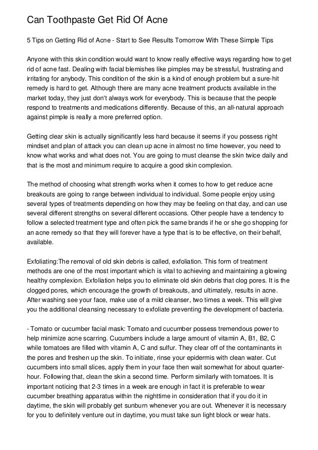 Can Toothpaste Get Rid Of Acne