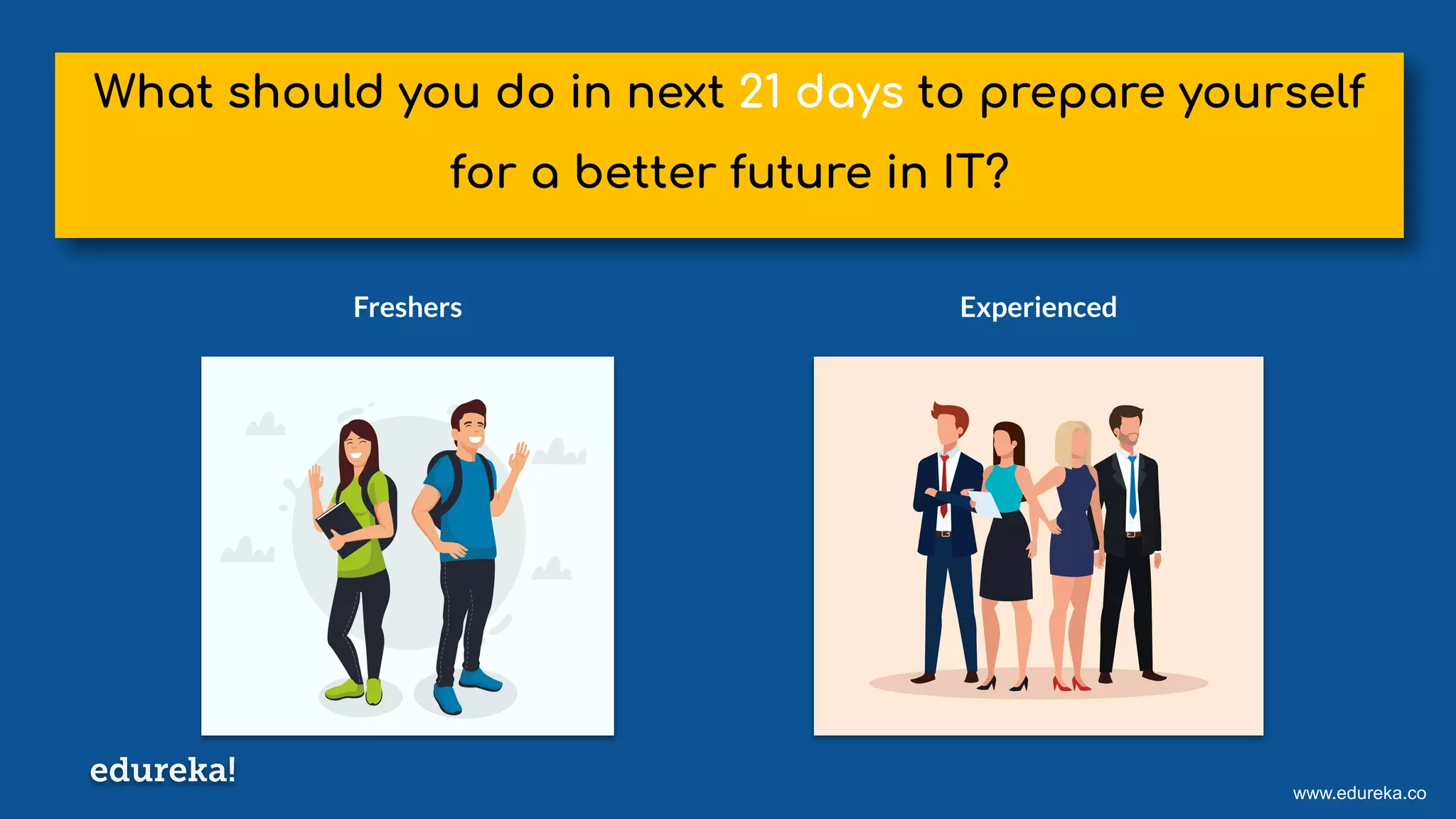 www.edureka.co
What should you do in next 21 days to prepare yourself
for a better future in IT?
Freshers Experienced
 