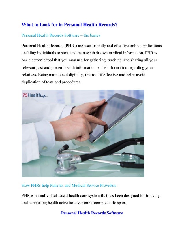 what is personal health records