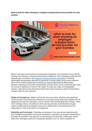 What to look for when choosing an employee transportation service ...