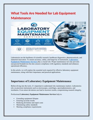 Essential Tools and Best Practices for Laboratory Equipment Maintenance ...