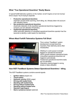 Understanding True Operational Downtime in Forklift Fleets. What “True ...