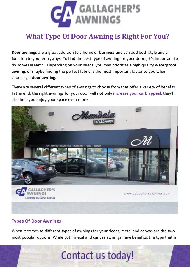 What Type Of Door Awning Is Right For You