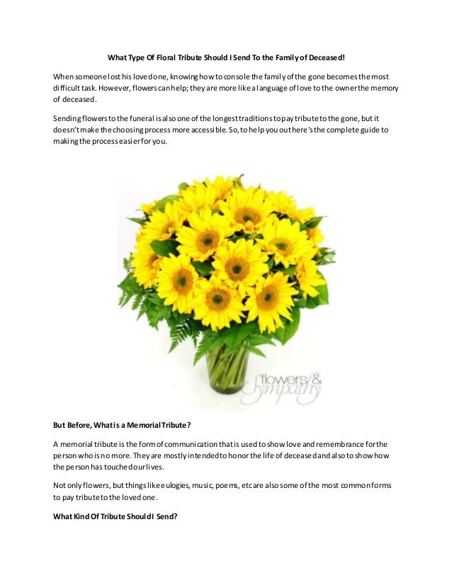 What Type Of Floral Tribute Should I Send To The Family Of Deceased