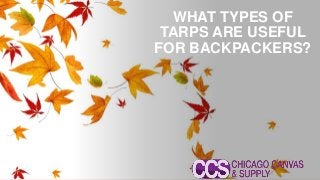 WHAT TYPES OF
TARPS ARE USEFUL
FOR BACKPACKERS?
 
