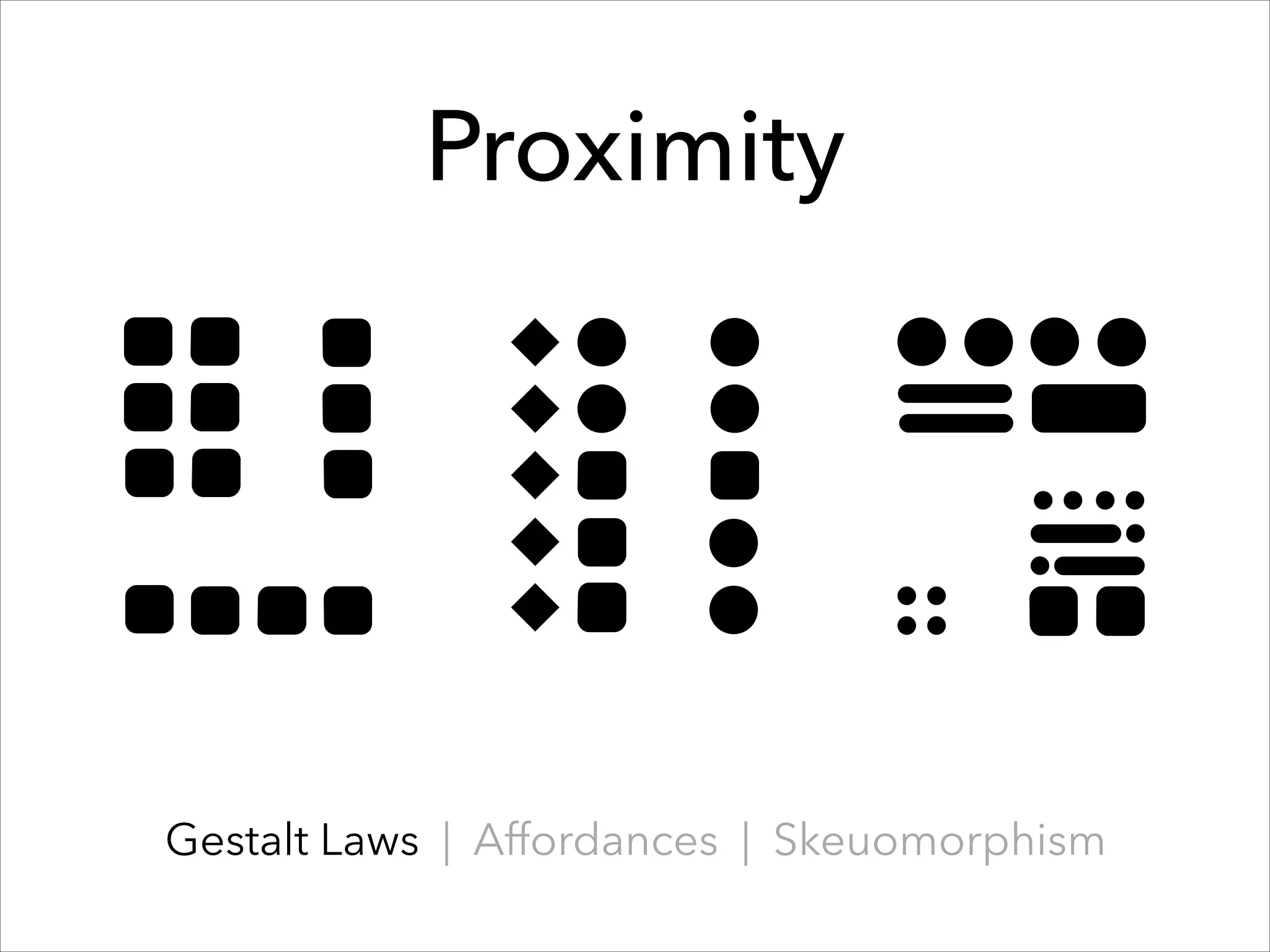 Proximity

Gestalt Laws | Affordances | Skeuomorphism

 