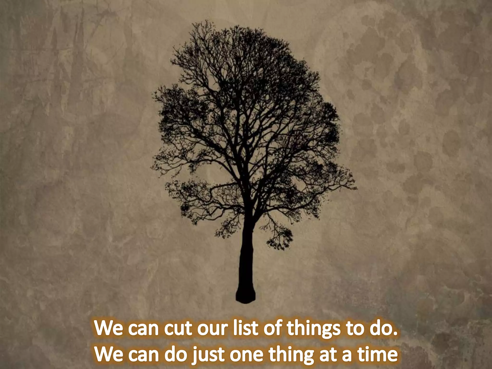 We can cut our list of things to do.  We can do just one thing at a time