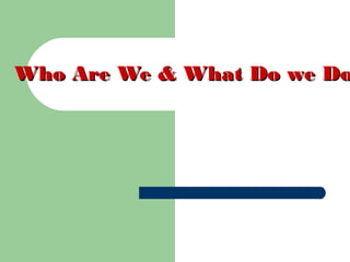 Who Are We & What Do we Do

 
