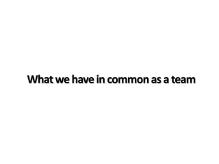 What we have in common as a team
 