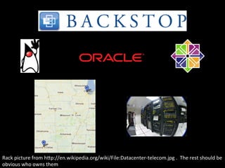  




Rack	
  picture	
  from	
  hIp://en.wikipedia.org/wiki/File:Datacenter-­‐telecom.jpg	
  .	
  	
  The	
  rest	
  should	
  be	
  
obvious	
  who	
  owns	
  them	
  
 