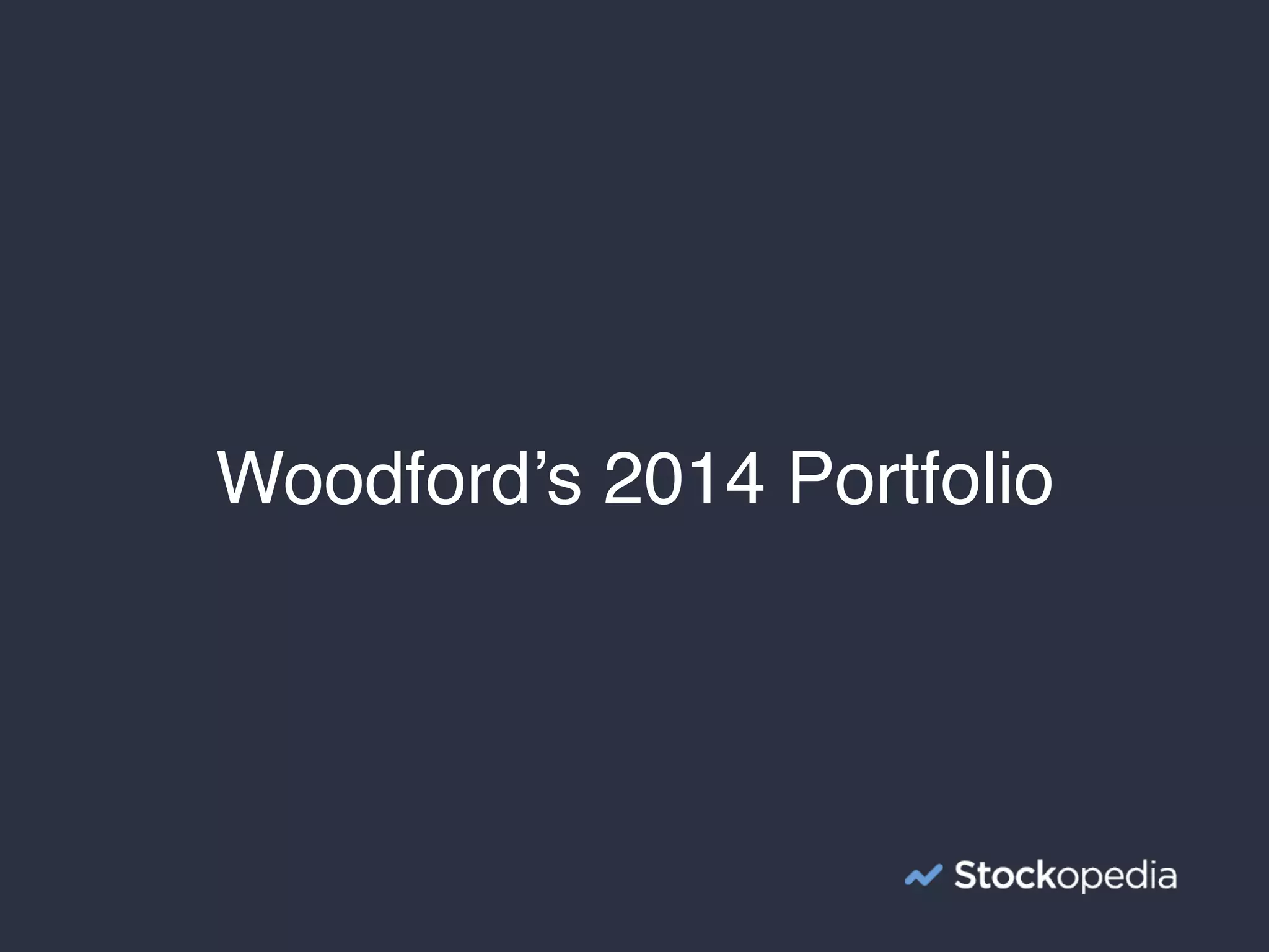 Woodford’s 2014 Portfolio
 
