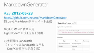 #25 2012-05-23
https://github.com/neuecc/MarkdownGenerator
 