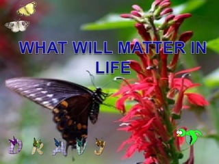 WHAT WILL MATTER IN LIFE 