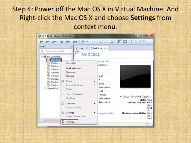 no option as aplle mac os x in vmware