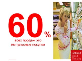 всех продаж это
импульсные покупки
60%
 