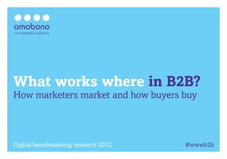 THE BUSINESS AGENCY




What works where in B2B?
How marketers market and how buyers buy



Digital benchmarking research 2012   #wwwb2b
 