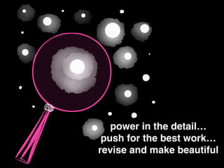 power in the detail…!
push for the best work…!
revise and make beautiful
 
