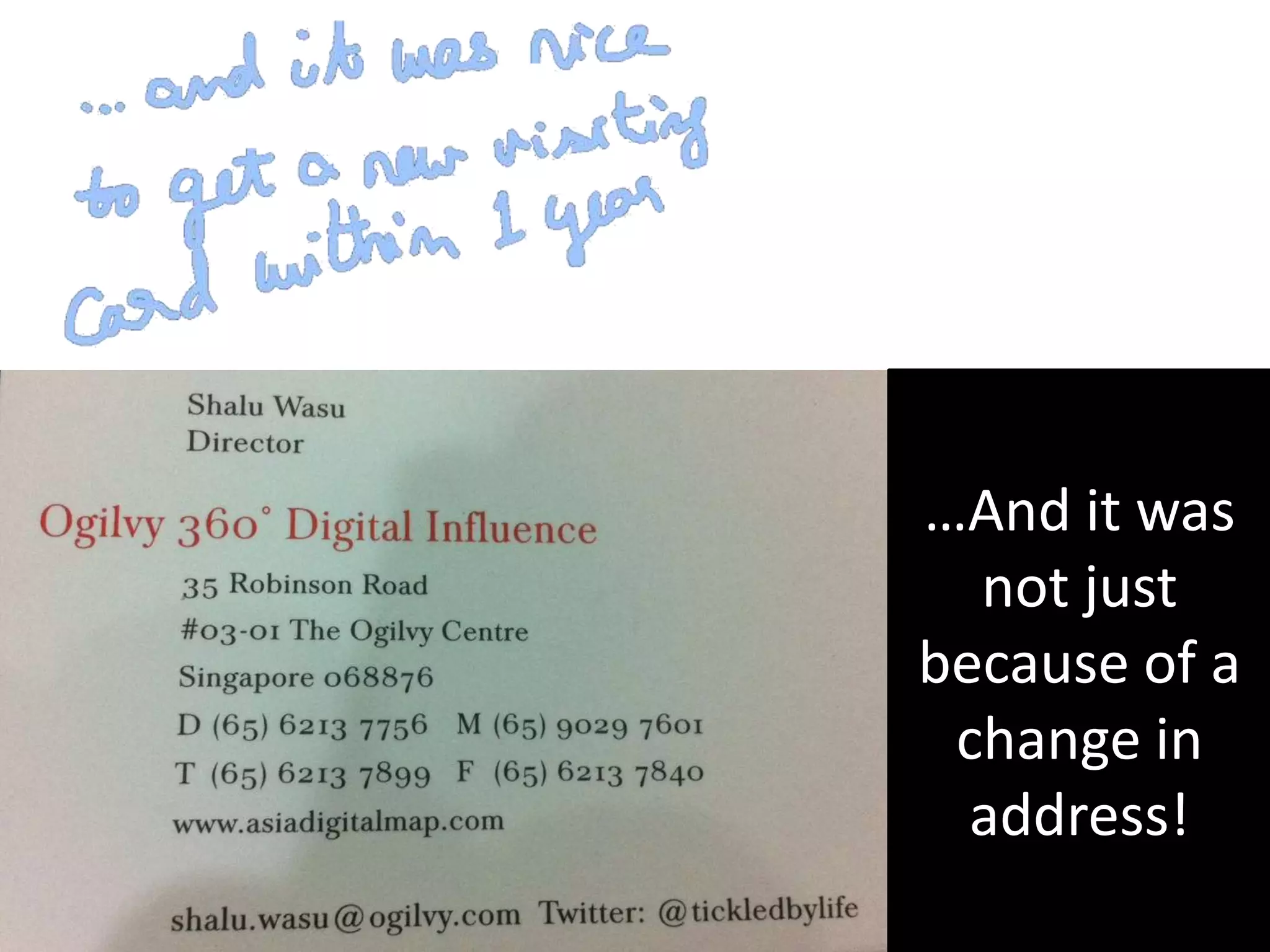 …And it was
not just
because of a
change in
address!
 