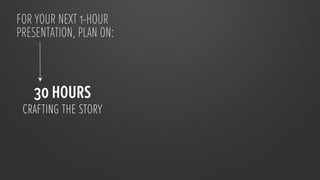 FOR YOUR NEXT 1-HOUR
PRESENTATION, PLAN ON:



    30 HOURS
 crafting the story
 
