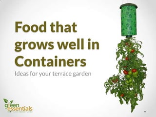 Food that
grows well in
Containers
Ideas for your terrace garden
 
