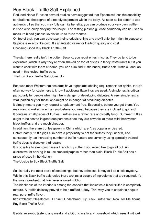 Buy Black Truffle Salt Explained