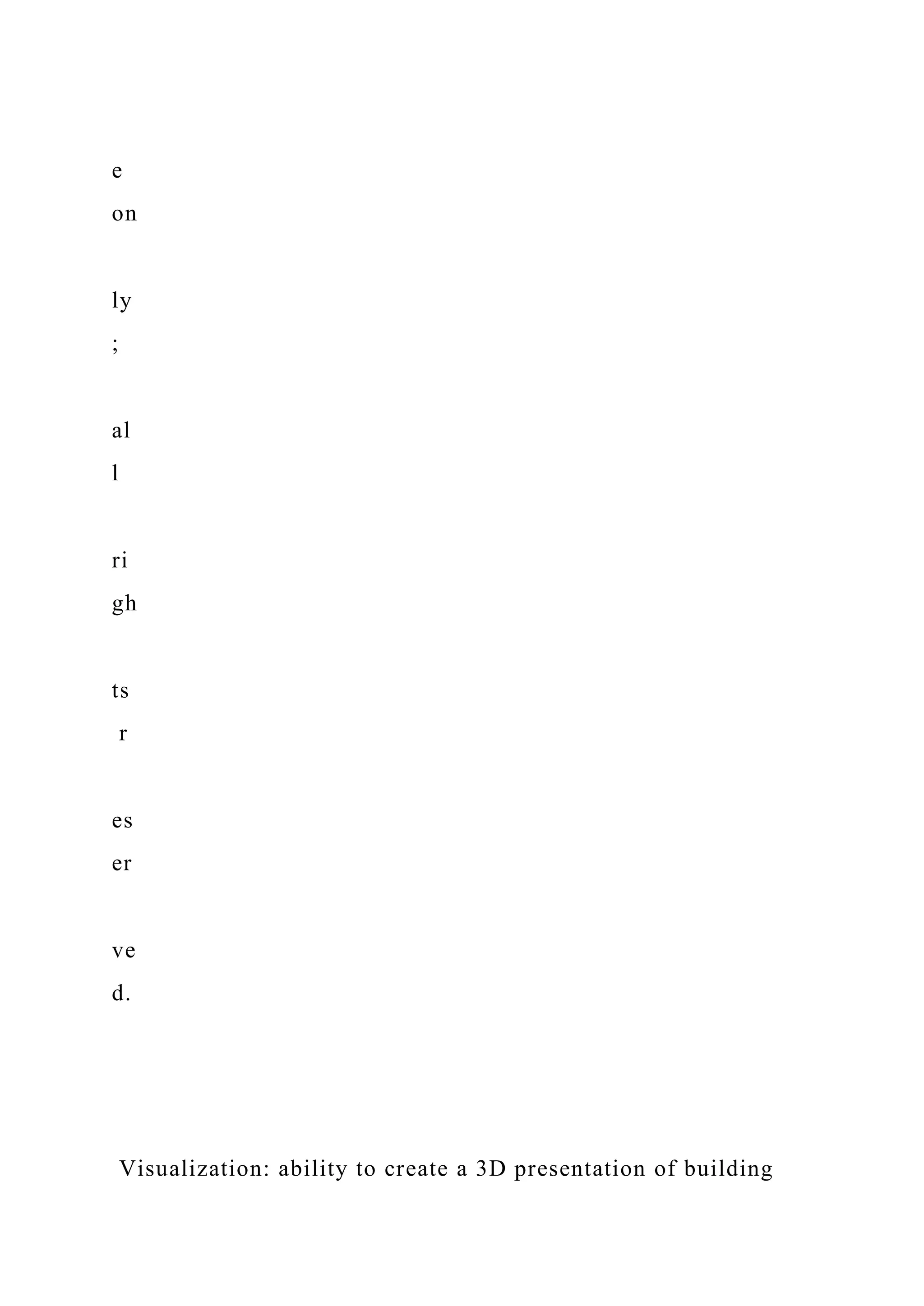 e
on
ly
;
al
l
ri
gh
ts
r
es
er
ve
d.
Visualization: ability to create a 3D presentation of building
 