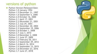 Scope of Python
►1) Web Applications We can use Python to develop web
applications. It provides libraries to handle intern...