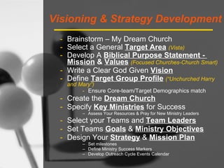 <ul><ul><li>Brainstorm – My Dream Church </li></ul></ul><ul><ul><li>Select a General  Target Area   (Vista) </li></ul></ul...