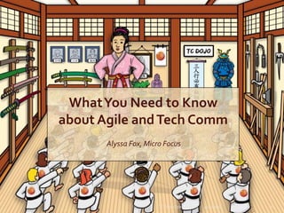 WhatYou Need to Know
about Agile andTech Comm
Alyssa Fox, Micro Focus
4/11/2016TC Dojo Open Session 1
 