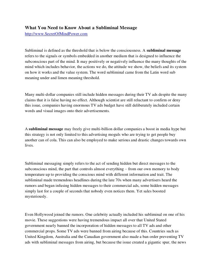 What You Need To Know About A Subliminal Message